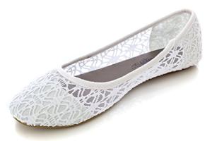 Charles Albert Women's Crochet Lace Ballet Flats - White