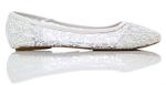 Charles Albert Women's Crochet Lace Ballet Flats - White