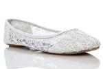 Charles Albert Women's Crochet Lace Ballet Flats - White
