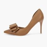 Brown Bow Heels Stiletto Dress Pumps for Women