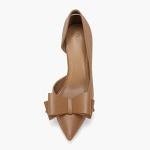 Brown Bow Heels Stiletto Dress Pumps for Women