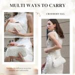 UBORSE Pearl Bead Evening Clutch Bag in Ivory