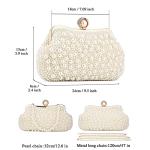 UBORSE Pearl Bead Evening Clutch Bag in Ivory