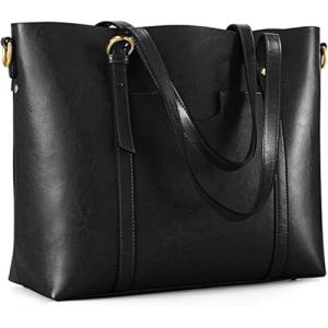 Kattee Black Leather Women's Vintage Tote Bag