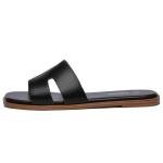 Stylish Black Peep Toe Flat Sandals for Women