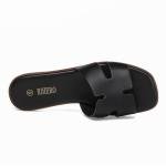 Stylish Black Peep Toe Flat Sandals for Women
