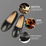 Women's Black Leather Penny Loafers for Comfort