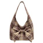 Chic Plaid Hobo Bags with Bowknot Detail