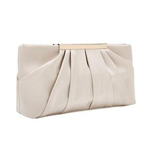 Elegant Champagne Pleated Satin Evening Clutch