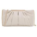 Elegant Champagne Pleated Satin Evening Clutch