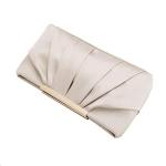 Elegant Champagne Pleated Satin Evening Clutch