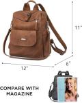 Stylish Brown PU Leather Backpack Purse for Women