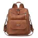 Stylish Brown PU Leather Backpack Purse for Women