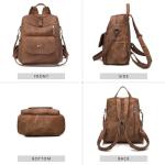 Stylish Brown PU Leather Backpack Purse for Women