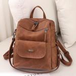 Stylish Brown PU Leather Backpack Purse for Women