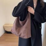 Lushandy Brown Suede Slouchy Hobo Tote Bag