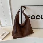 Lushandy Brown Suede Slouchy Hobo Tote Bag