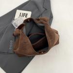 Lushandy Brown Suede Slouchy Hobo Tote Bag
