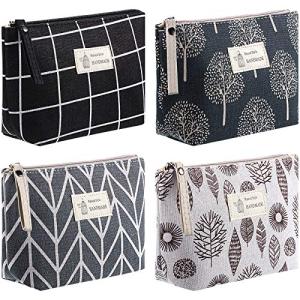 Chic 4-Piece Printed Canvas Makeup Bag Set