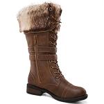 Chic Brown Lace-Up Knee High Combat Boots