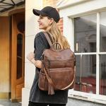 CLUCI Women's Leather Backpack Purse with Tassel