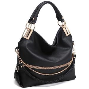 Dasein Large Black Rhinestone Hobo Bag