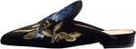Chic Black Floral Embroidered Slip-On Mules