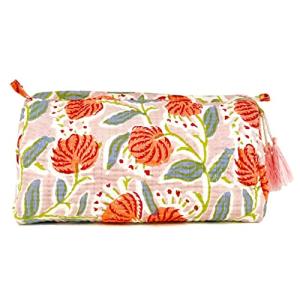 Boho Floral Quilted Toiletry and Makeup Bag