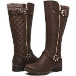 Globalwin Women's Brown Quilted Knee-High Fashion Boots