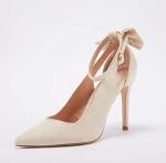 Chic Beige Bowtie High Heels for Any Occasion