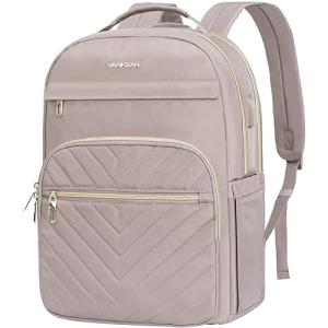 Stylish Dusty Pink Laptop Backpack with USB Port