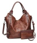 Brown PU Leather Tote Bag with Adjustable Strap