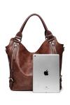 Brown PU Leather Tote Bag with Adjustable Strap