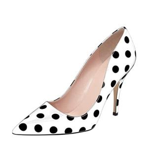 Chic White Polka Dot Pointed Toe Pumps