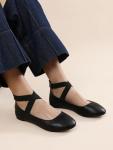 DREAM PAIRS Women's Stylish Black Ankle Strap Flats