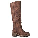Brown Knee High Riding Boots with Chunky Heel