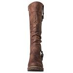 Brown Knee High Riding Boots with Chunky Heel