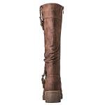 Brown Knee High Riding Boots with Chunky Heel