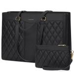 Stylish Black Leather Laptop Bag for Women