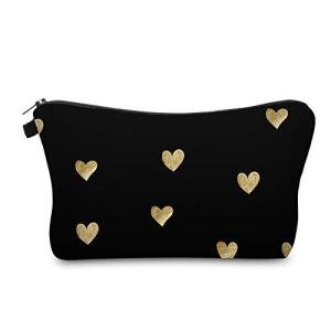 Aiphamy Cute Brushed Gold Heart Makeup Bag