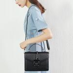 Quilted Black Leather Crossbody Bag for Women