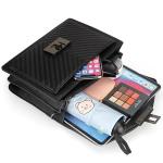 Quilted Black Leather Crossbody Bag for Women