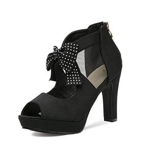 GATUXUS Diamond Bow Chunky High Heel Sandals
