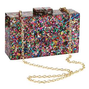 Multicolor Acrylic Geometric Box Clutch Handbag