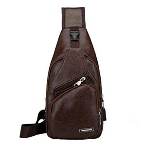 Stylish Leather Sling Crossbody Bag with USB Port