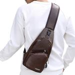 Stylish Leather Sling Crossbody Bag with USB Port