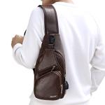 Stylish Leather Sling Crossbody Bag with USB Port