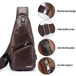 Stylish Leather Sling Crossbody Bag with USB Port