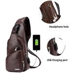 Stylish Leather Sling Crossbody Bag with USB Port