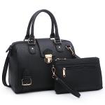 Dasein Women's Vegan Leather Barrel Handbag - Buffalo Black